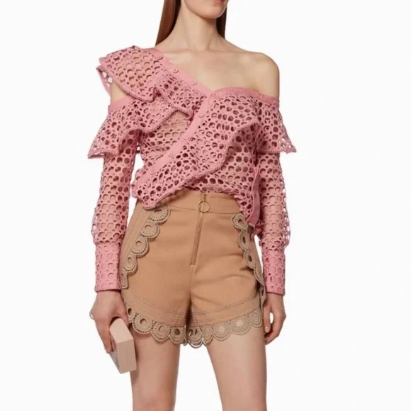 Self-Portrait Ruffled Heavy Lace Top - Picture 4 of 14